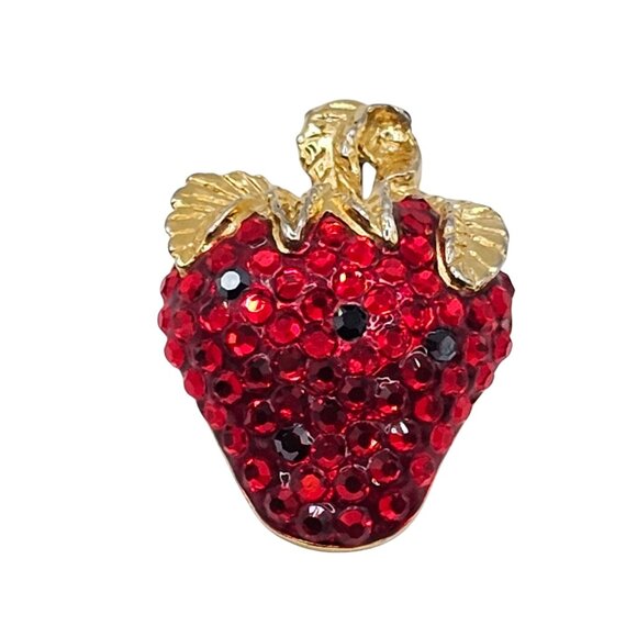 Suzanne Bjontegard Brooch Cute Strawberry Fruit Retro Costume Jewelery Pendant - Picture 4 of 15